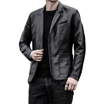 China JS1920 Anti-wrinkle Customization and Comfort Fashion Customization Logo M-5xl Dark Blue Red-Brown Color Men's Leather Blazer for sale