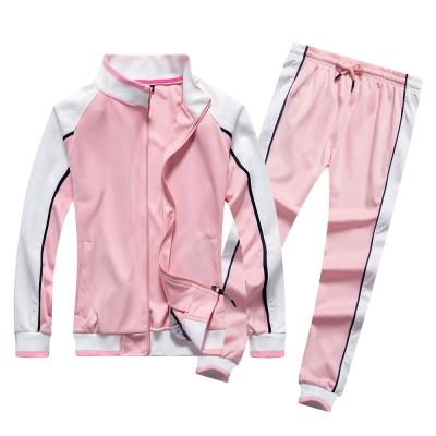 China Vintage European Size JS49B Comfy And Fashionable Fabric Pink Girls 2 Pieces Set Polyester Blue Womens Long Sleeve Two Piece Suit for sale