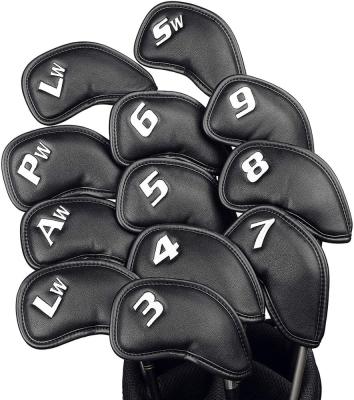 China Custom Waterproof And Shockproof Golf Club Cover 12pcs PU Golf Iron Head Cover Set for sale