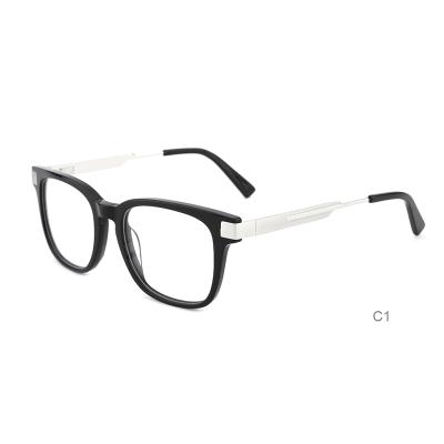 China For Reading Glasses 2021 Low MOQ Vintage Metal Acetate Spring Optical Frames Lightweight Reading Glasses Wide Legs Glasses for sale