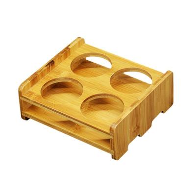 China CLASSIC Bamboo Wine Cup Holder Bamboo Beer Rack 4/6 Cup Serving Tray Wine Rack Bamboo Wooden Bar Wine Rack for sale