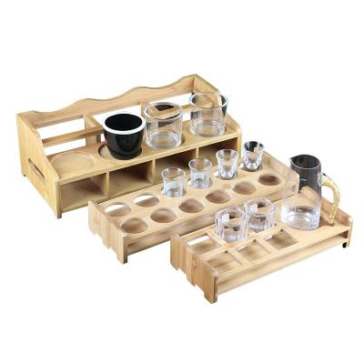 China Hot Selling BAMBOO Glass Wine Cup Holder Bamboo Condiments Rack Red Wine Cup Holder Bamboo Custom Tray for sale