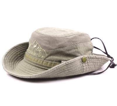 China Breathable Comfort Mens Big Bill Weird Denim Safari Bucket Hat With String for sale