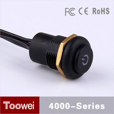 China Toowei 16mm nylon miniature led push button switch wire ip67 waterproof push button switch with symbol illumination for sale