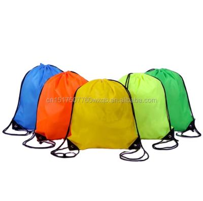 China Suction String Personalized Custom Logo Fashion Drawstring Bag 210T Polyester Promotional Bags for sale