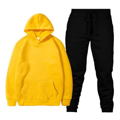 China Fashion Hot Spring Casual Autumn Solid Color Hooded Pullover Men's Hoodie Fleece Sweater Set Breathable for sale