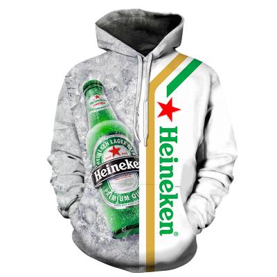 China Anti-wrinkle manufacturers custom printing pullover Hoodies beer bottles 3d polyester unisex Hoodies men for sale