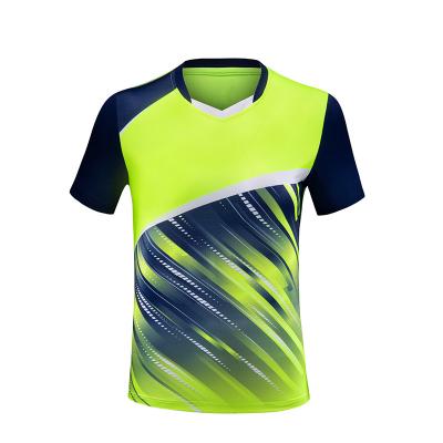 China Good Quality Badminton Suit Sets Team Suit Short Sleeve T-shirt Stain Printed Word Speed ​​Ping Pong Sports Dry Breathable T-shirt for sale