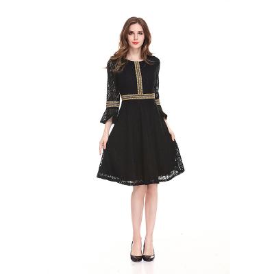 China 2022 Professional Anti-Wrinkle Quality Guarantee New Women's Autumn/Winter Dress With Big Waisted A-Line Trim For Dress for sale