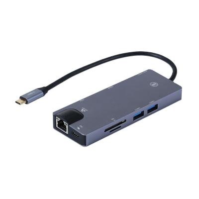 China PVC+ Bare Copper Type C Hub To USB Type C HD-MI USB 3.1 Hub Adapter 8 In 1 for sale