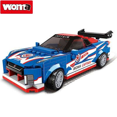 China Construction Toy WOMA TOYS Walmart Hot Sale 2021 Home Decor Boy Super Race Car Model Build Blocks Bricks Set For Kids Games for sale