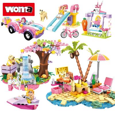 China WOMA PLAYS City Building Competition Summer Pool For Girls Christmas Birthday Gift Building Blocks Toys 2021 C0228-3 for sale