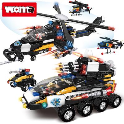 China WOMA TOYS Police Helicopter SWAT Team Car Fighting Bricks Building Submersible Plastic Toys Sets Kids Blocks C0591-3 for sale