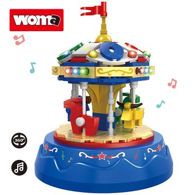 China Building Toy WOMA TOYS OEM ODM Rotating Music Box Carousel Building Blocks Bricks Toy Set For Kids Birthday Christmas Gifts Home Decor for sale