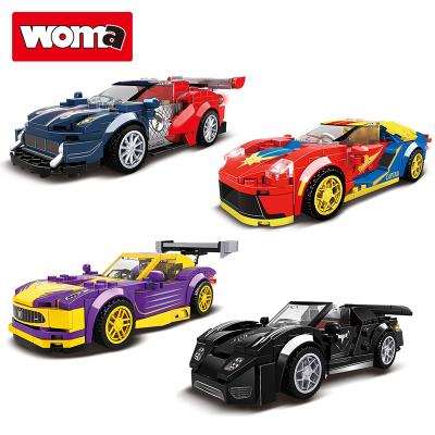 China Building Toy WOMA TOYS eBay Hot Sale 4 in 1 Lovely Race Car Model Building Blocks Toys 800PCS Small Bricks for Children for sale