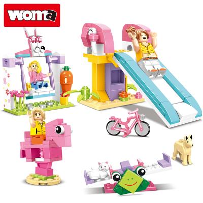 China Building Toy WOMA PLAYS Better 2021 New Girl Sports Car Playground Gift Ideas For Kid Plastic Bricks Building Blocks Toy Set for sale