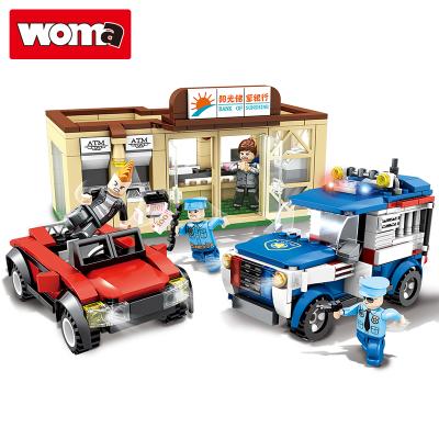 China Building Toy WOMA TOYS City Police Chase Arrest Bank Robbery Particle Building Blocks Kids Toy Set Kids Gift for sale