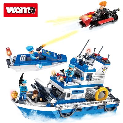 China Building Toy WOMA TOYS Brands Bricks 542PCS Compatible Kids City Police Master Patrol Cool Boat Building Blocks Set Toys for sale