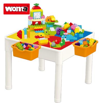 China Plastic WOMA TOYS Wholesale OEM ODM Building Blocks Table Big Learner Big Brick Game Activity For Kids Baby Creative Educativos for sale