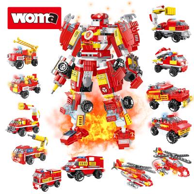 China Building Toy WOMA TOYS 13 in 1 Transform STEM Robot Fire Truck Model Learning Engineering Vehicle Building Bricks Blocks For Kids Robot 2021 for sale