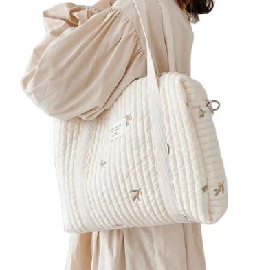 China Lightweight Eco - Friendly Cotton Mum Bags Quilted Cotton Bags Baby Mum Diaper Bags for sale