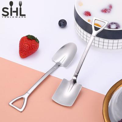 China Factory Viable Stain Stainless Steel Gold Tea Spoon Cup Stainless Steel Coffee Matcha Spoon Matte Gold Square Spoon for sale