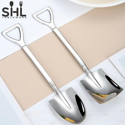 China Factory Sale Viable Hot Dinner Golden Silver Square Spoon Metal Measuring Cup Teaspoon Spoon for sale