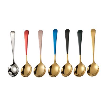 China Rose Coffee Viable Gold Stainless Steel Tea Spoon Gold Stainless Steel Tea Spoon Dessert Factory Sale Mixing Spoon for sale