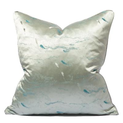 China Wholesale Hand Jacquard Polyester Fish Series Anti-pilling Cushion Covers Decorative Sublimation Decor Geometric Light Blue Cushion for sale