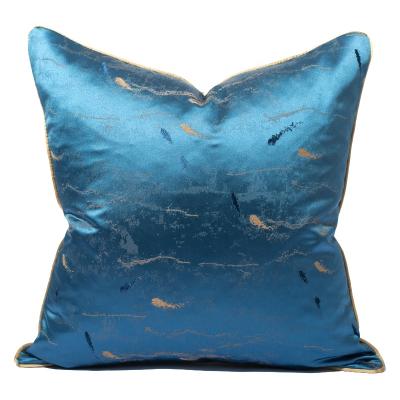 China Anti-pilling 2021 Hot Selling Polyester Navy Blue Jacquard Fish Pillow Cover Square Pillow Case 45x45cm Decoration For Home for sale