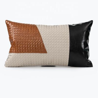 China Home decor white gold jacquard jacquard cushion cover anti-pilling houndstooth design plaid lumbar case for sale