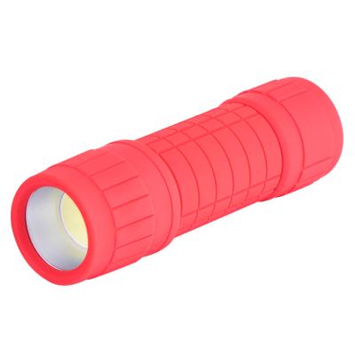 China Cheap Promotion Price Portable Handheld Torch Light Camping COB LED Rubber Plastic Flashlight for sale