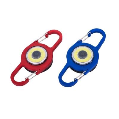 China Mini COB LED Key Chain Camping Flashlight Work Light Portable 2 Carabiners LED Emergency Pocket Light with Key Chain for sale