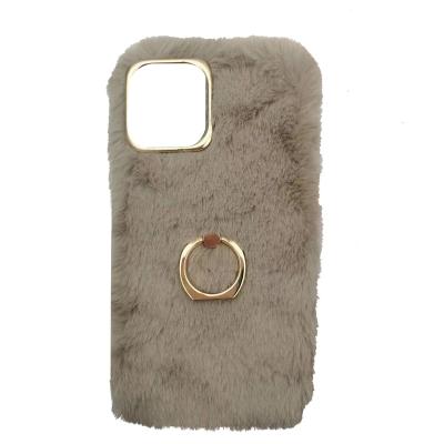 China 2021 Popular Custom Shockproof TPU Fur Mobile Phone Case With Ring Buckle for sale