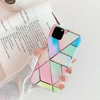 China 2021 Shockproof NEW Electroplate Geometric Marble Phone Case For iPhone TPU IMD Soft Marble Back Cover for sale