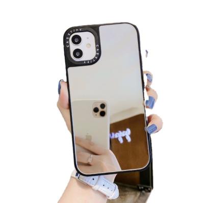 China Accessories Cell Phone Glass Shockproof Plated Case For iPhone Makeup Mirror Shockproof Case for sale