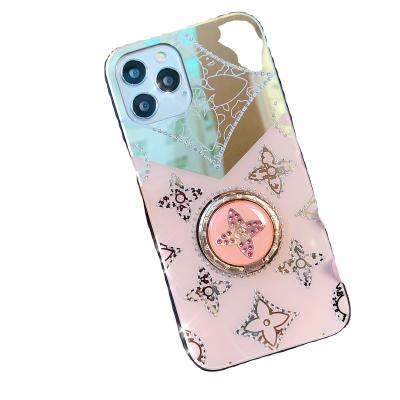 China New Design IMD Two Color Hot Selling Shockproof Full Cover Rhinestone Stand Electroplating High Quality Case For iphone for sale