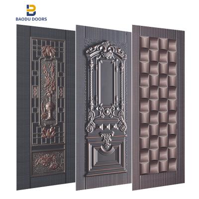 China High Security Embossed Door Panel Stamped Cold Rolled Steel Door Peel 0.3-1.2 mm Metal Steel Skin Door Skin Design à venda