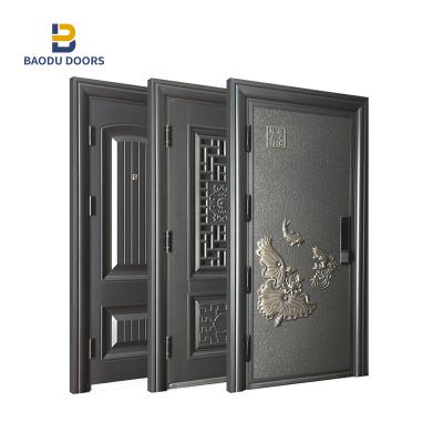 중국 EUROPEAN electric exterior steel doors lock security door base track baodu front door main door design 판매용