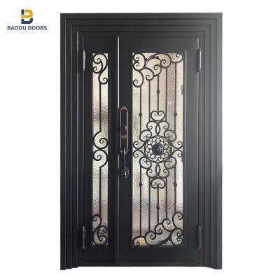 China Easily Assembled Front Entry Wrought Iron Security Grilled Door For New Orleans Shoppers Te koop