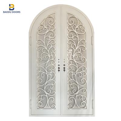 China Easily Assembled High Quality Modern Wrought Iron Security Door - Double Iron Component Wrought Glass en venta