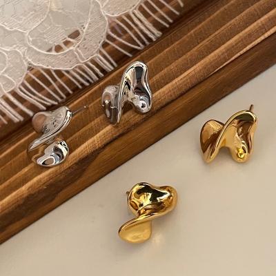 China Fashionable 18K Gold Thin Layer Stainless Steel Stud Earrings Irregular Women Shape Earring Irregular Earring for sale