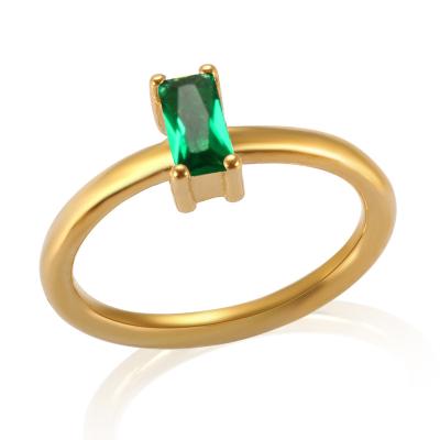 China Hot Selling FASHIONABLE Birthstone Ring Delicate 18k Gold Plated Stainless Steel Zircon Ring Minimalist Jewelry for sale