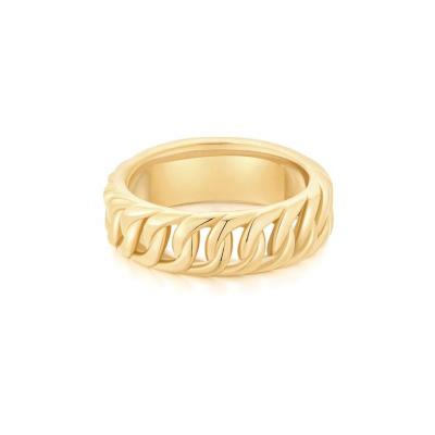 China High Quality CLASSIC 18k Couples Rings 14k Gold Stainless Steel Jewelry Thick Stainless Steel Cuban Link Ring In Hot Sale for sale