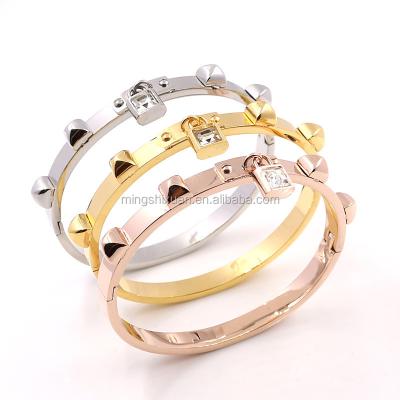 China Other New Arrival Design Stainless Steel Spike Screw Lock Bangle Pendant Bracelet for sale