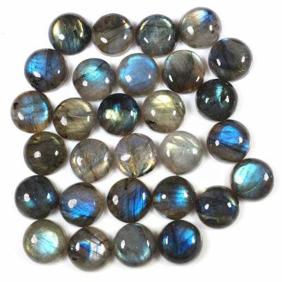 China Wholesale Genuine Natural Labradorite 8-20mm Polishing Gemstone Cabujones Around Loose Flatback Stone Cabochon Gemstone For Jewelry Making for sale