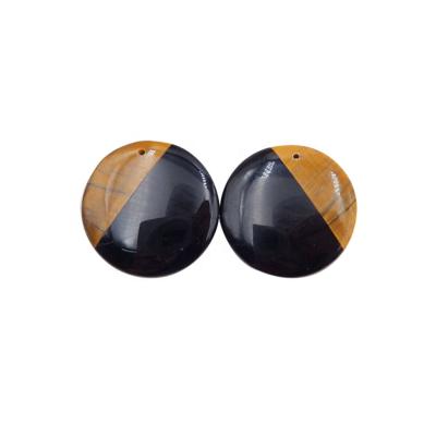 China Trendy Natural Obsidian Intarsia Round Drilled Earring Gemstone Tiger Eye And Obsidian Intarsia Round Earring Bead for sale