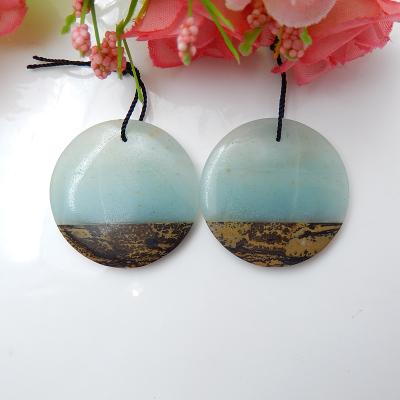 China Original Round Gemstone Polished Earrings For Women Amazonite And Exotic Chohua Jasper For Earring Making for sale