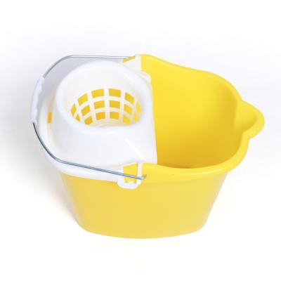 China Mini Sustainable Small Yellow Plastic Cleaning Mop Bucket With Handle for sale