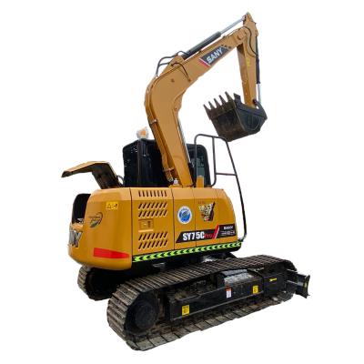 中国 Sany SY75C Pro Hyd 中古 Sany 掘削機 7T 0.28m3 7060x4020x5155mm 販売のため